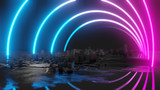 Fototapeta Przestrzenne - Futuristic night city. Cyberpunk style 3D illustration