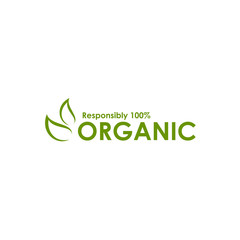 Canvas Print - Organic product logo design with leaf icon isolated template