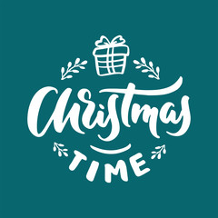 Sticker - Christmas time set hand drawn lettering, logo