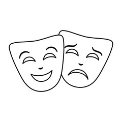 Poster - masks theater traditional isolated icon