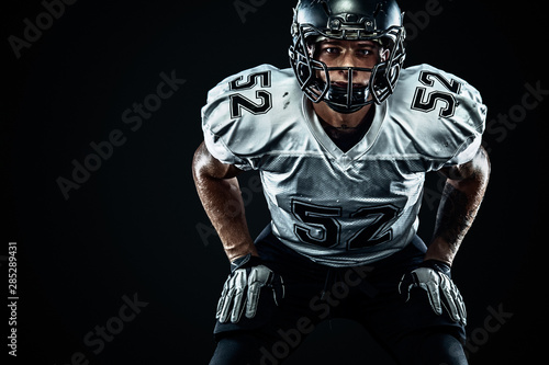 American Football Sportsman Player In Helmet On Black Background Sport And Motivation Team Sports Buy This Stock Photo And Explore Similar Images At Adobe Stock Adobe Stock