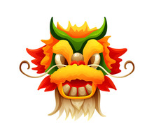 Chinese Dragon Mask. Elements For Chinese Traditional Happy New Year Vector Illustration On White Background