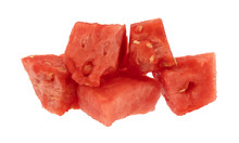 Watermelon Chunks On A White Background Side View