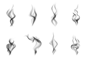 Canvas Print - Realistic Steam Smoke Black Icon Set