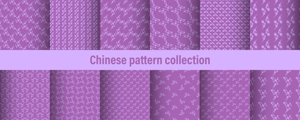 Poster - Set of chinese pattern. Modern background design. Vector template set. Vintage abstract seamless chinese traditional pattern. Endless texture for wallpaper, pattern fills, web page, surface textures.