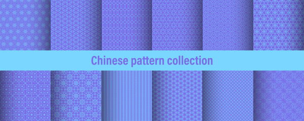 Poster - Set of chinese pattern. Modern background design. Vector template set. Vintage abstract seamless chinese traditional pattern. Endless texture for wallpaper, pattern fills, web page, surface textures.