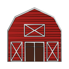 Poster - Farm barn wooden building cartoon