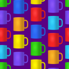 Sticker - Realistic Detailed 3d Blank Cup Seamless Pattern Background. Vector