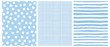 © Magdalena - Hand Drawn Childish Style Seamless Vector Pattern Set. White Horizontal  Stripes on a Blue Background. White Grid On a Blue Layout. White Polka Dots on a Blue.  Cute Simple Geometric Design.