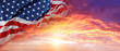 American flag and bright sky