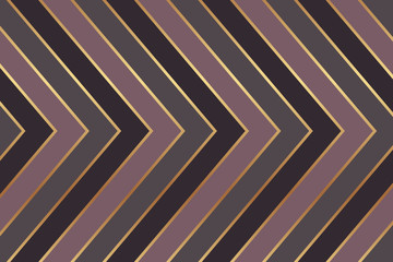 Sticker - Modern geometric background with pink, grey and dark brown stripes and golen lines.