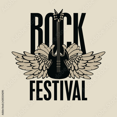 Fototapety Hard Rock  wektor-banner-muzyczny-lub-plakat-ze-slowami-festiwal-rockowy-ozdobiony-gitara-elektryczna-i-skrzydlami