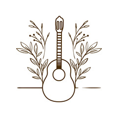 Wall Mural - musical instrument acoustic guitar on white background