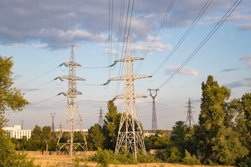 High-voltage power line, steel engineering structure