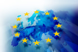 Fototapeta  - Background image with media screen Diagrams and graphs. In the background is the outline of the Union of Europe
