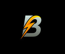 Letter B Thunder Power Shape Logo Icon, Flash Icon.