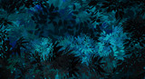 Nature digital painting leaves blue floral background tropical plant jungle