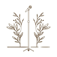 Canvas Print - microphone with stand on white background