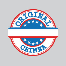 Vector Stamp Of Original Logo With Text Crimea And Tying In The Middle With Nation Flag.