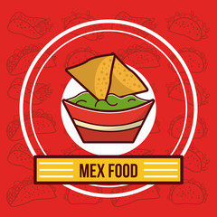 Wall Mural - Delicious mexican food gastronomy cartoons