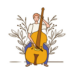 Poster - man with fiddle and branches and leaves in the background