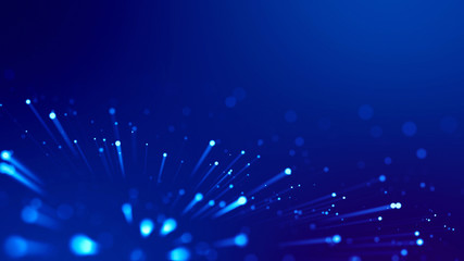 Wall Mural - 3d rendering of abstract blue background with glowing particles like micro world science fiction wit