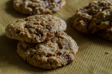 Wall Mural - oatmeal cookies on brown craft paper