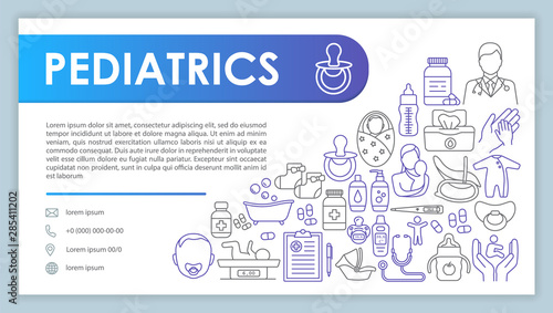 Pediatrics Web Banner Business Card Vector Template Children