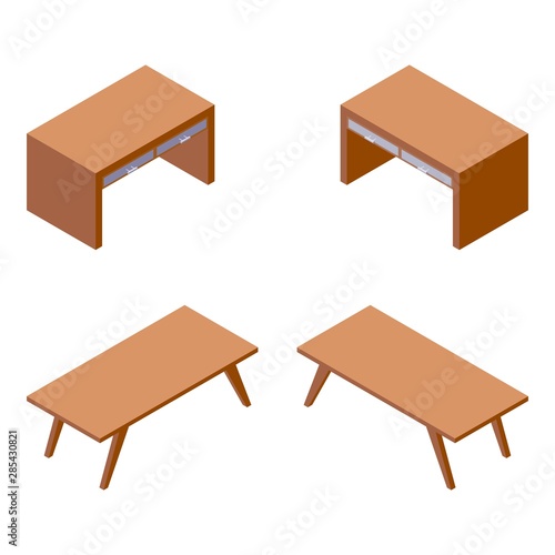 Vector Isometric Furniture Collection Various Foreshortening Of