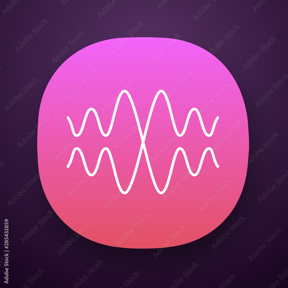 Vector de Stock Sound, audio wave app icon. Vibration, noise amplitude ...