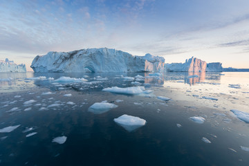 Wall Mural - nature and landscapes of greenland or antarctica. travel on the ship among ices. studying of a pheno