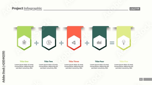 Cuadros en Lienzo Four items sum process chart slide template