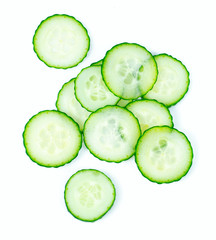 Poster - cut cucumbers isolated on white