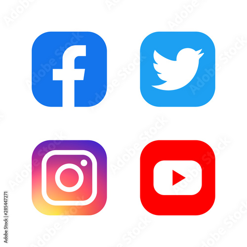 Set of facebook twitter instagram and youtube icons. Social media icons ...