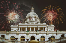 United States Capitol Building In Fireworks Washington, DC