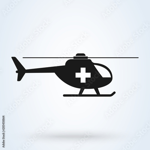 Cuadros en Lienzo ambulance helicopter Simple vector modern icon design illustration