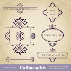 Wall Mural - Vector collection of calligraphic elements for design and page decoration