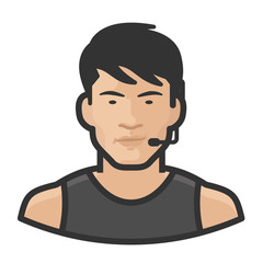 fitness trainer asian male avatar icon