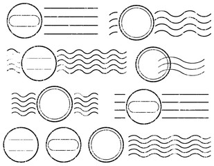 Wall Mural - Circle Blank postal and line stamps set.illustration vector