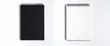 © yaophotograph - Notebook mock up with clean black blank for design and advertising. Notepad with chromed spring and free copy space template. On the gray background.