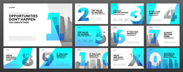 Wall Mural - powerpoint presentation templates set. use for modern keynote presentation background, brochure desi