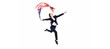 © LIGHTFIELD STUDIOS - panoramic shot of businesswoman dancing with usa national flag isolated on white