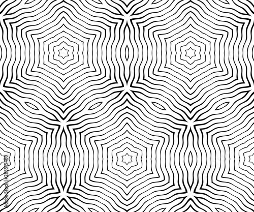 Abstract wavy lines seamless pattern. Periodic oscillation of geometric shapes.