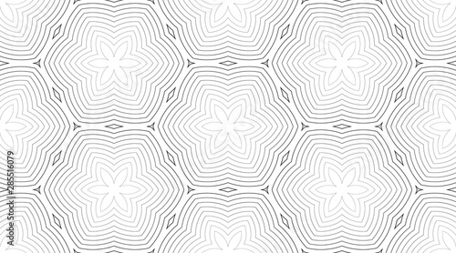 Abstract wavy lines seamless pattern. Periodic oscillation of geometric shapes.