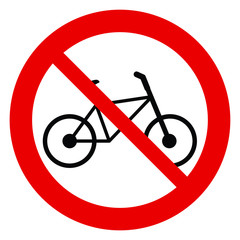 Poster -  No bicycle  vector. Not allow bicycle  sign. The red circle prohibiting sing 