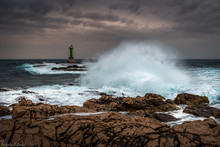 Gale Force SE Wind And Waves At Punta Planka Lighthouse, Dalmatia, Croatia