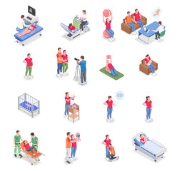 Wall Mural - Pregnancy Icons Isometric Set