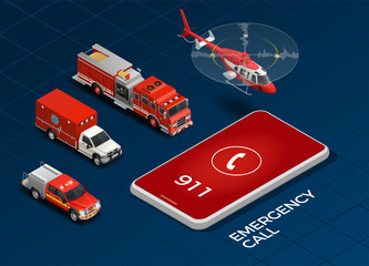 Canvas Print - Emergency Service Isometric Set