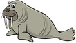 walrus wild animal character cartoon illustration
