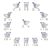 Blue Shopping Cart Model On White Background 